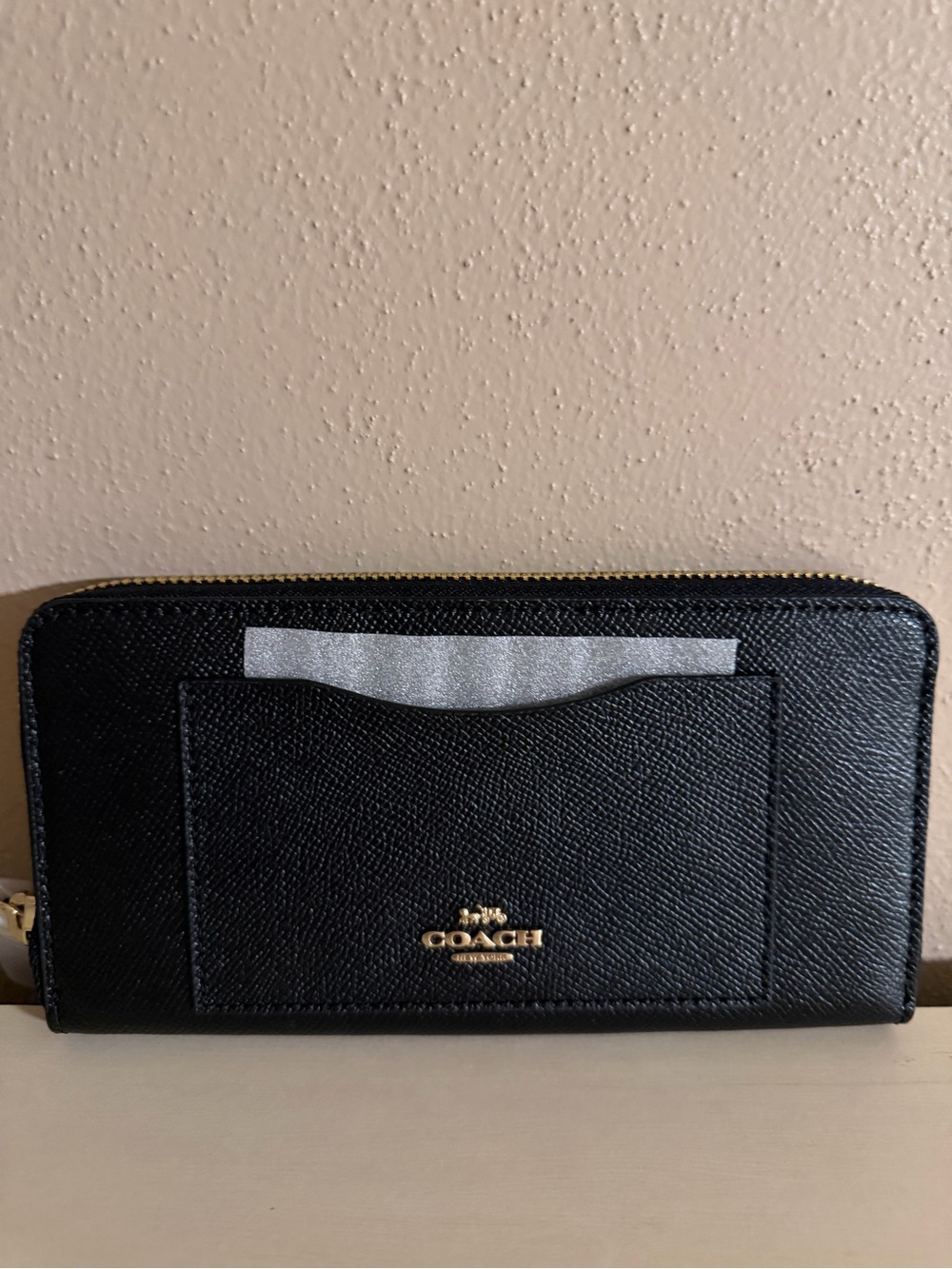 Coach-Accordion Zip Black Leather Wallet (NWT)